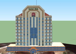 现代某多层华柱酒店建筑设计SU(草图大师)模型