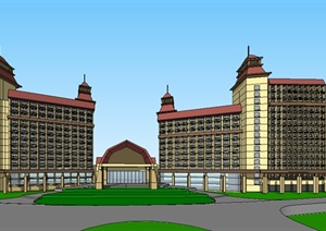 新古典风格高层酒店建筑设计SU(草图大师)模型