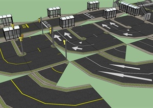 道路路段、天桥地道节点设计SU(草图大师)模型