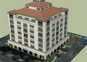 某信托银行大楼建筑设计SU(草图大师)模型