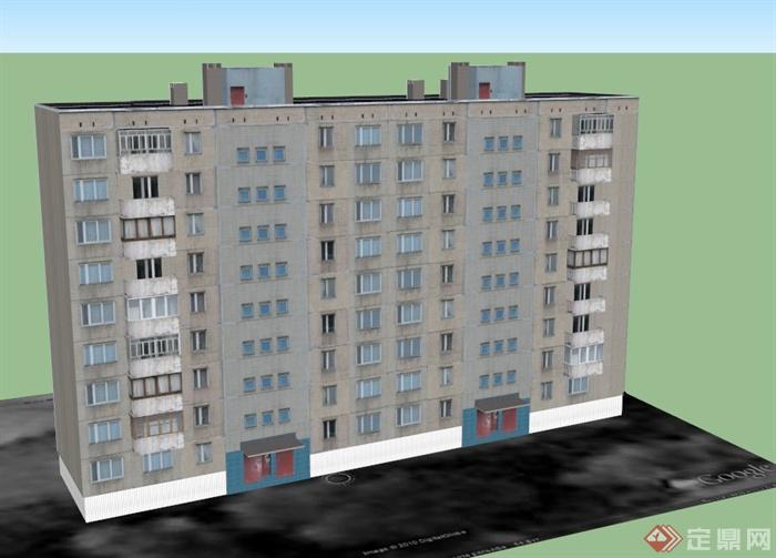 10层住宅楼建筑设计SU模型(1)