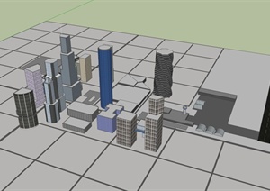 城市商务区建筑设计SU(草图大师)模型
