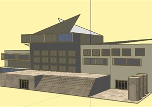 现代折纸状展览馆建筑设计SU(草图大师)模型