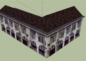 双层旧房子建筑设计SU(草图大师)模型
