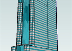现代简约一栋高层酒店建筑设计SU(草图大师)模型