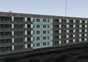 现代五层住宅单元楼建筑设计SU(草图大师)模型