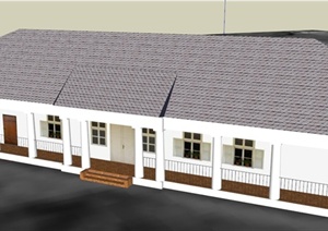 某栋单层住房建筑设计SU(草图大师)模型