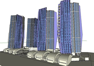 现代高层商务综合体建筑设计SU(草图大师)模型