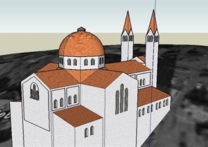 欧式山地城堡建筑设计SU(草图大师)模型