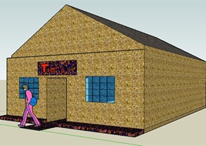 单层砖砌实验室建筑设计SU(草图大师)模型