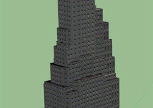 某个综合大楼建筑设计SU(草图大师)模型