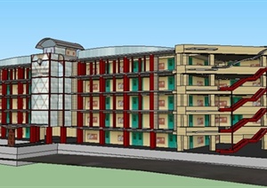 现代简洁教学楼建筑设计SU(草图大师)模型
