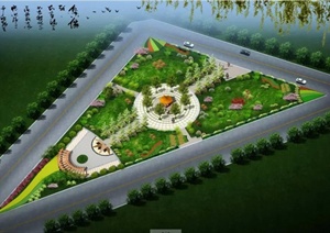 休闲广场效果图及庭院景观平面图