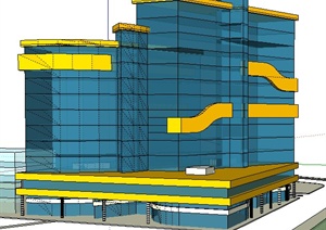 现代城市酒店建筑设计SU(草图大师)概念模型