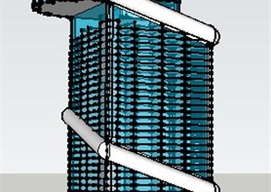 现代高层写字楼建筑设计SU(草图大师)概念模型