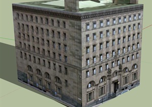 六层办公建筑设计SU(草图大师)模型