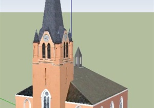 英式风格小教堂建筑设计SU(草图大师)模型