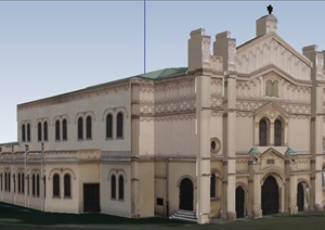 欧式风格双层教堂建筑设计SU(草图大师)模型