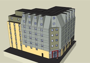 某一栋宾馆建筑设计SU(草图大师)模型