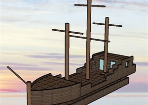 一艘木船SU(草图大师)模型