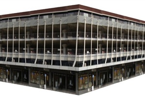 现代多层购物商场建筑设计SU(草图大师)模型