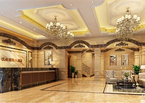 欧式商务酒店大堂室内设计方案（含效果图）
