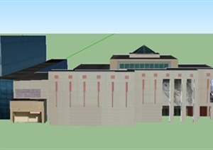 现代简约多层博物馆建筑设计SU(草图大师)模型