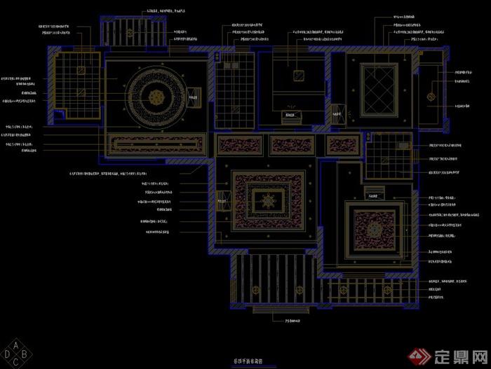 经典欧式风格136㎡三居室室内设计施工图（含效果图）(4)