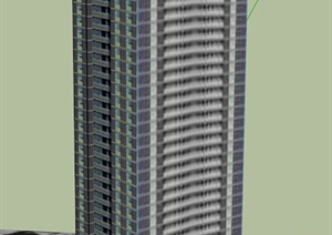 现代一栋高层住宅楼建筑设计SU(草图大师)模型