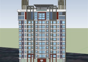 现代某12层住宅建筑设计SU(草图大师)模型