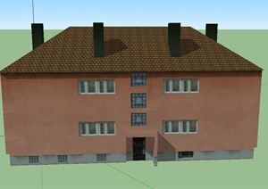 某两层瓦面居民住宅建筑设计SU(草图大师)模型