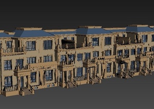 现代风格三层拼接住宅楼建筑设计3dmax模型