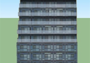 某现代高层阶梯形住宅建筑设计SU(草图大师)模型