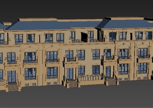 现代风格三层拼接住宅楼建筑3dmax模型