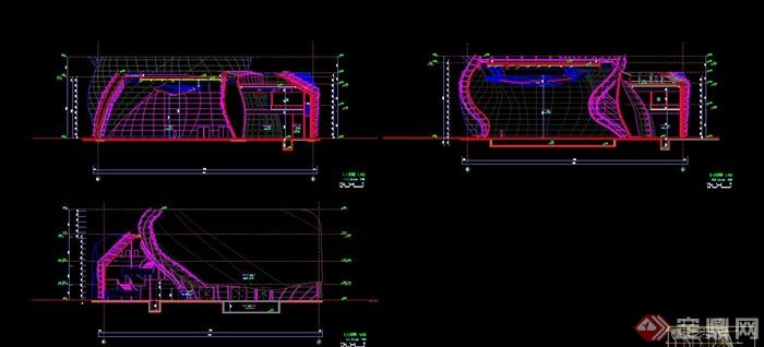 某多层文化馆藤条装饰建筑设计CAD方案图(6)