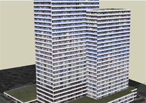 现代高层商务酒店建筑设计SU(草图大师)模型
