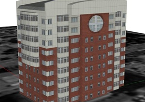 九层办公楼建筑设计SU(草图大师)模型