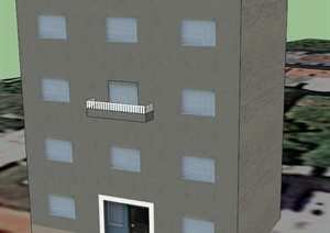 某栋四层住宅楼建筑设计SU(草图大师)模型
