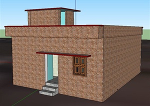 单层砖砌民房住宅建筑设计SU(草图大师)模型
