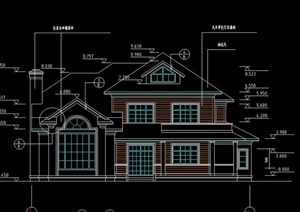 某三层阁楼式住宅建筑设计CAD方案图