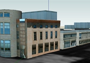 现代多层公共图书馆建筑设计SU(草图大师)模型