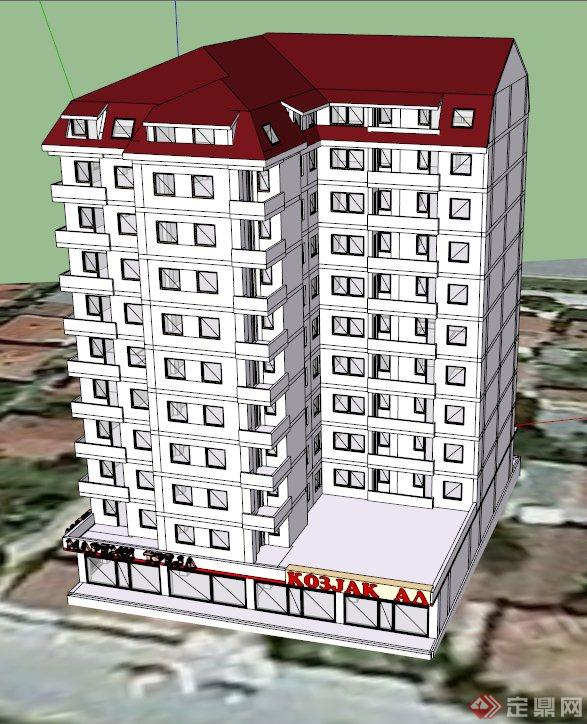 某商住楼建筑设计SU白模(1)