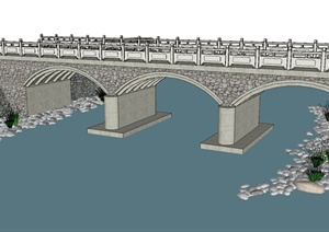 大景观桥设计SU(草图大师)模型