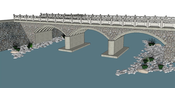 大景观桥设计SU模型