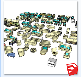 多款欧式及现代风格沙发su模型