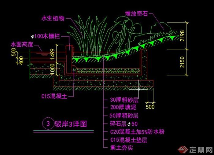 9款园林景观驳岸设计CAD施工图(3)