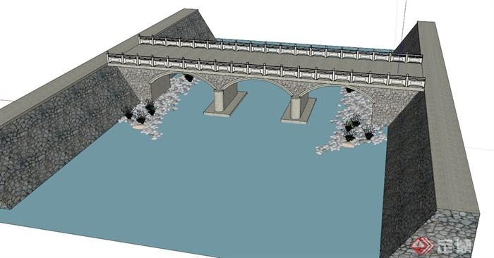 大景观桥设计SU模型(2)