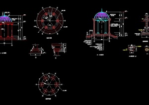 一个欧式圆亭设计CAD施工图