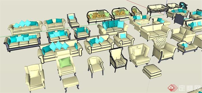 多款欧式及现代风格沙发su模型(2)