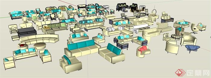 多款欧式及现代风格沙发su模型(3)